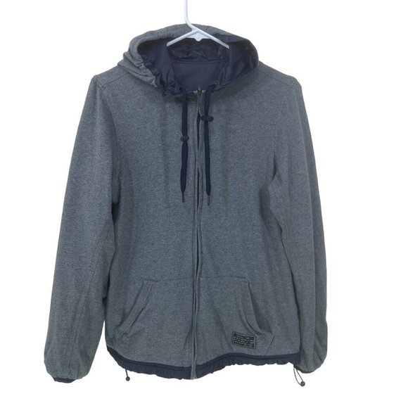 DIESEL Women's Size S Reversible Hooded Jacket Soft Navy Nylon/ Gray Cotton‎ - Picture 5 of 10